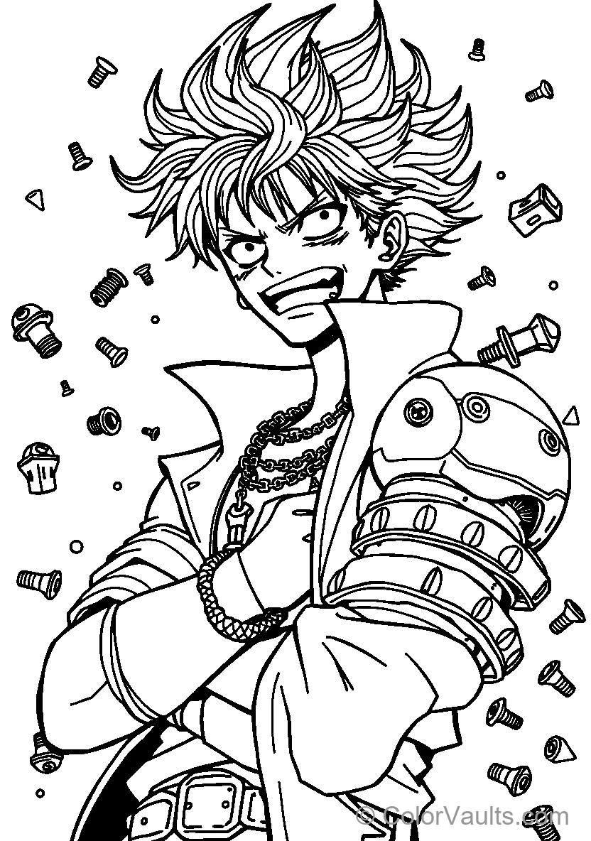 Spiky-Haired Character in Helmet
