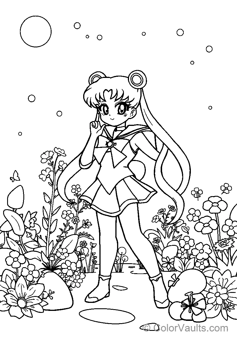 A Sailor Moon Character in a Garden