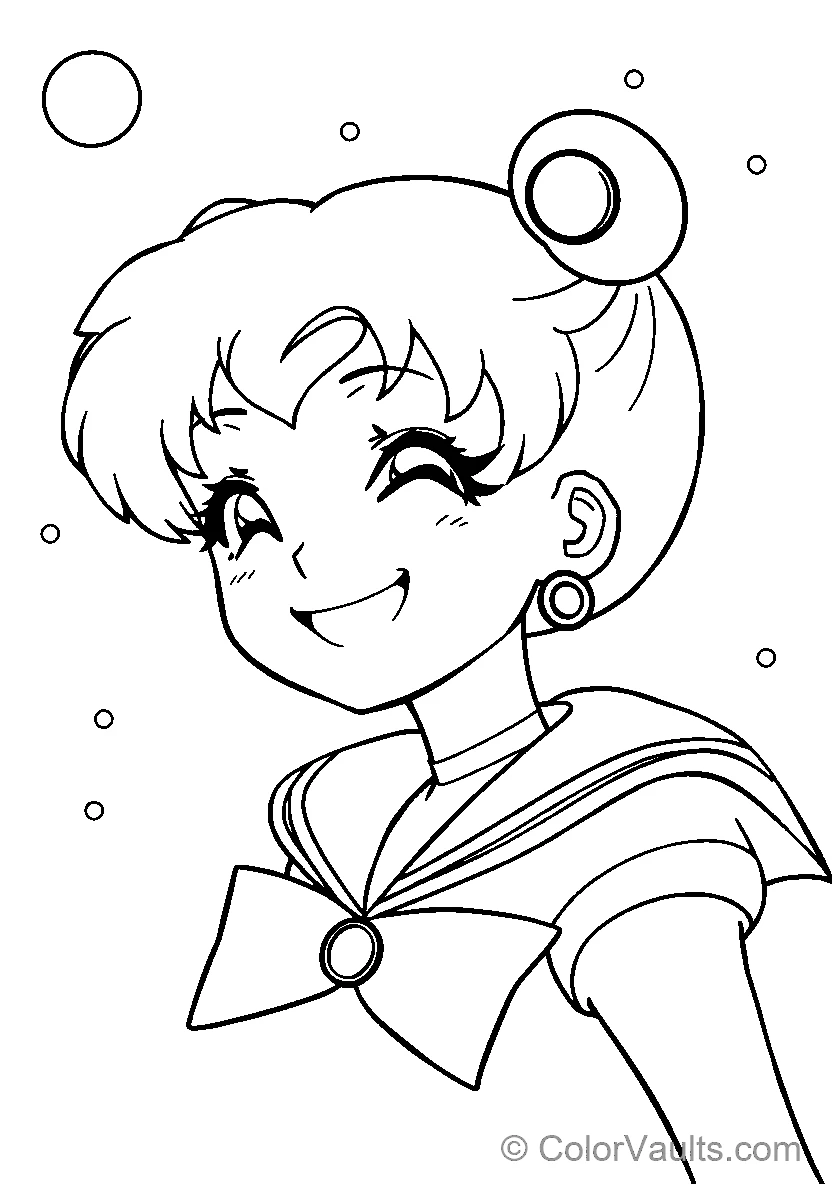 A cheerful Sailor Moon in her sailor suit