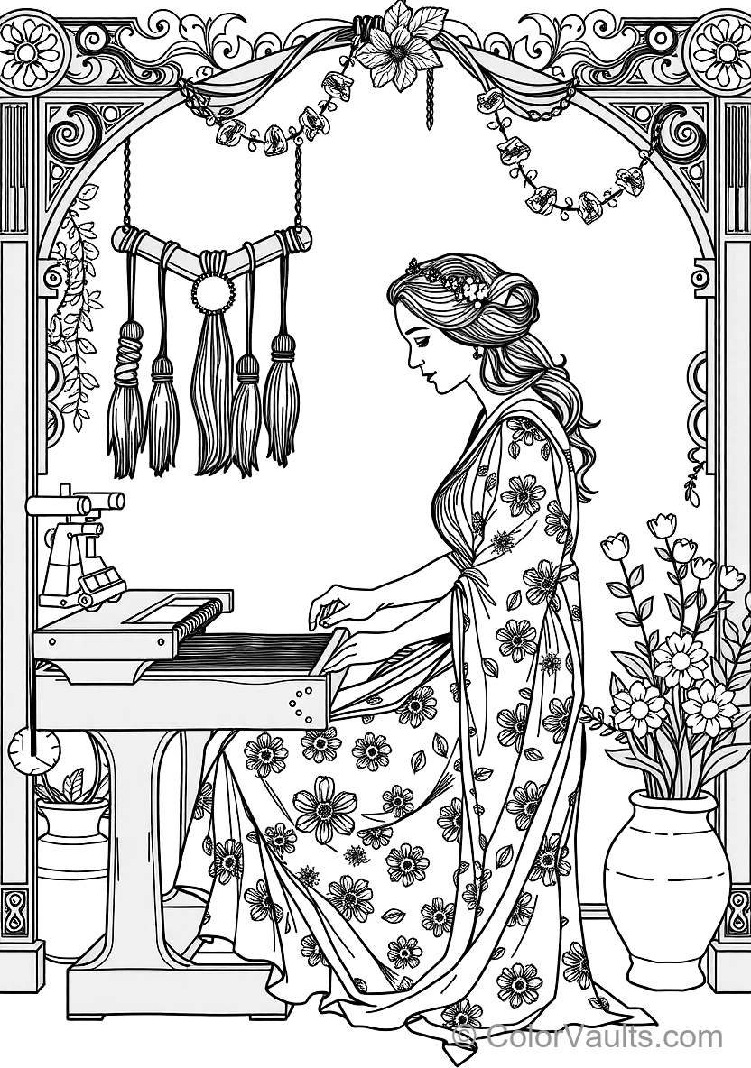 Art Nouveau (Mucha Style) coloring page 2