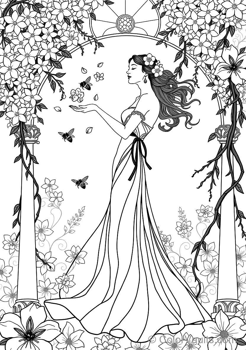 Art Nouveau Golden Sunrise Goddess with Halo (2)