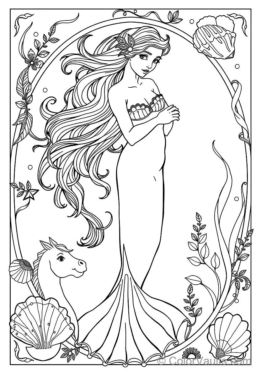 Mucha Style Celestial Maiden Holding Crescent Moon (3)