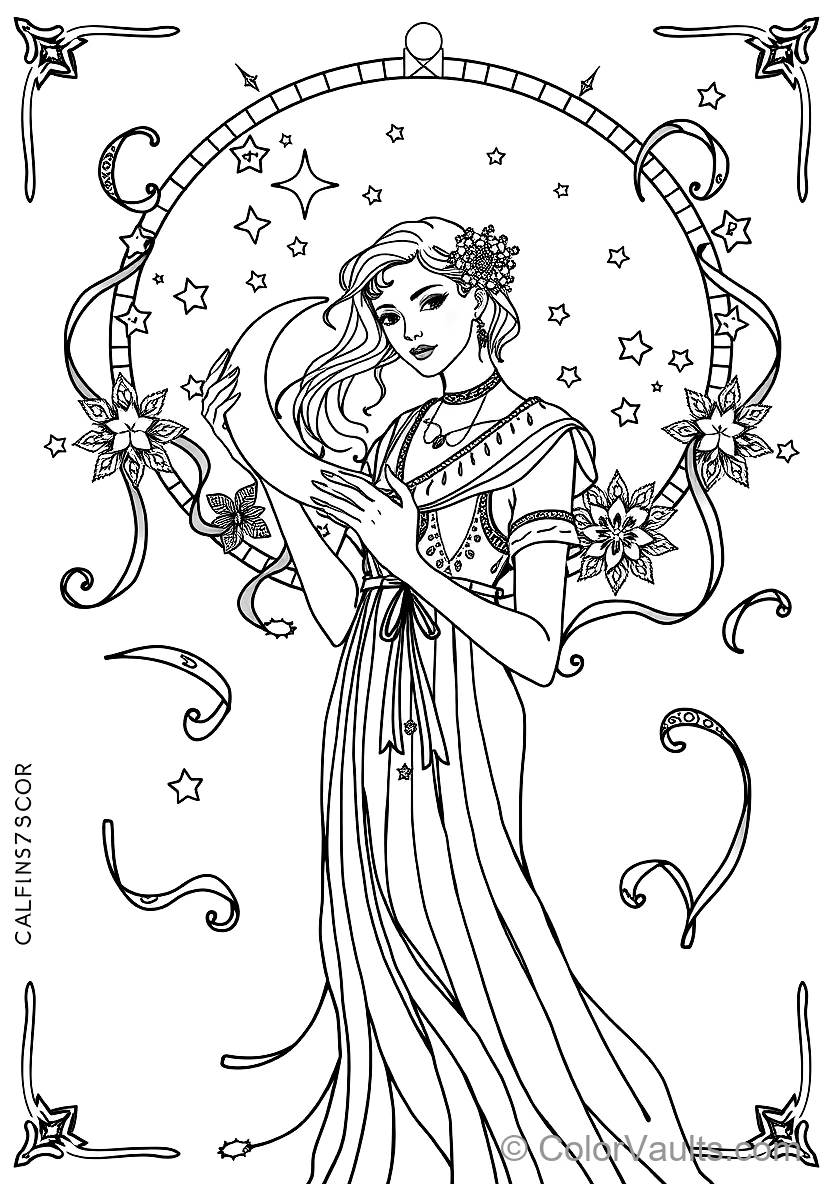 Art Nouveau Maiden in Embroidered Classical Robes (3)