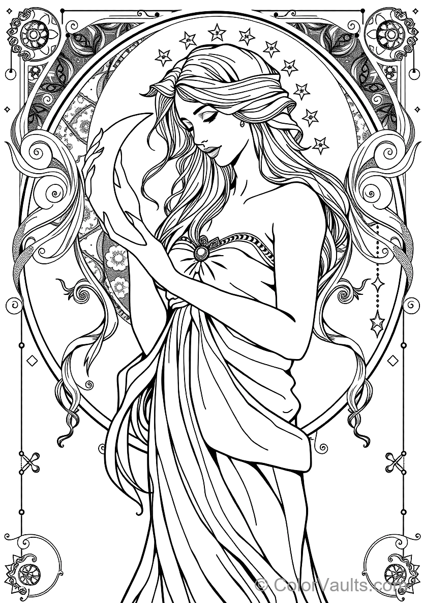 Art Nouveau Decorative Border with Swirling Vines (3)