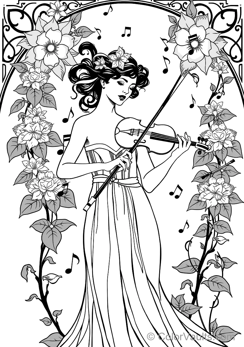 Art Nouveau Decorative Border with Swirling Vines (5)