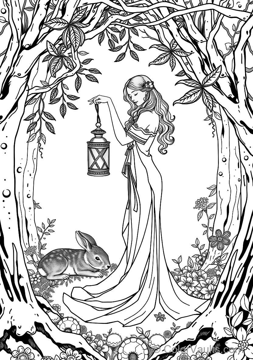 Art Nouveau Graceful Maiden with Autumn Leaves (6)