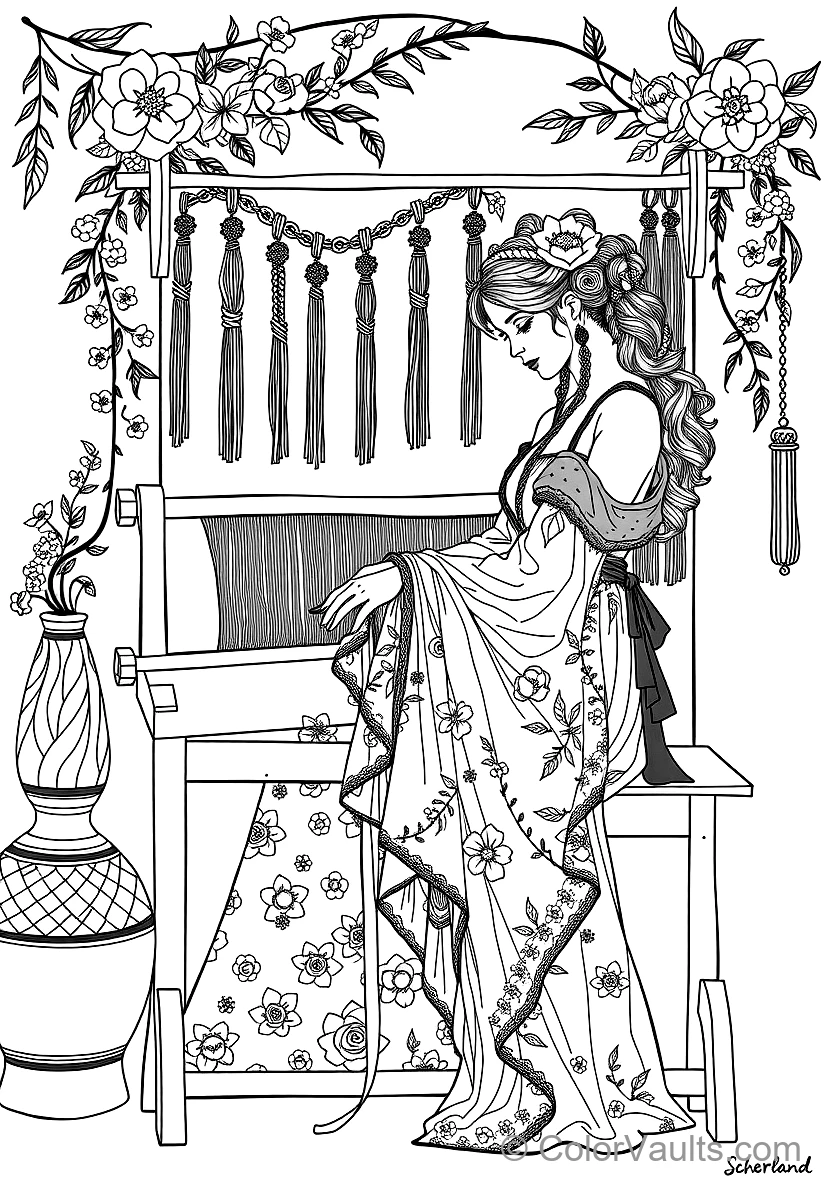 Art Nouveau Elegance: Woman with Ornate Lily Crown (6)