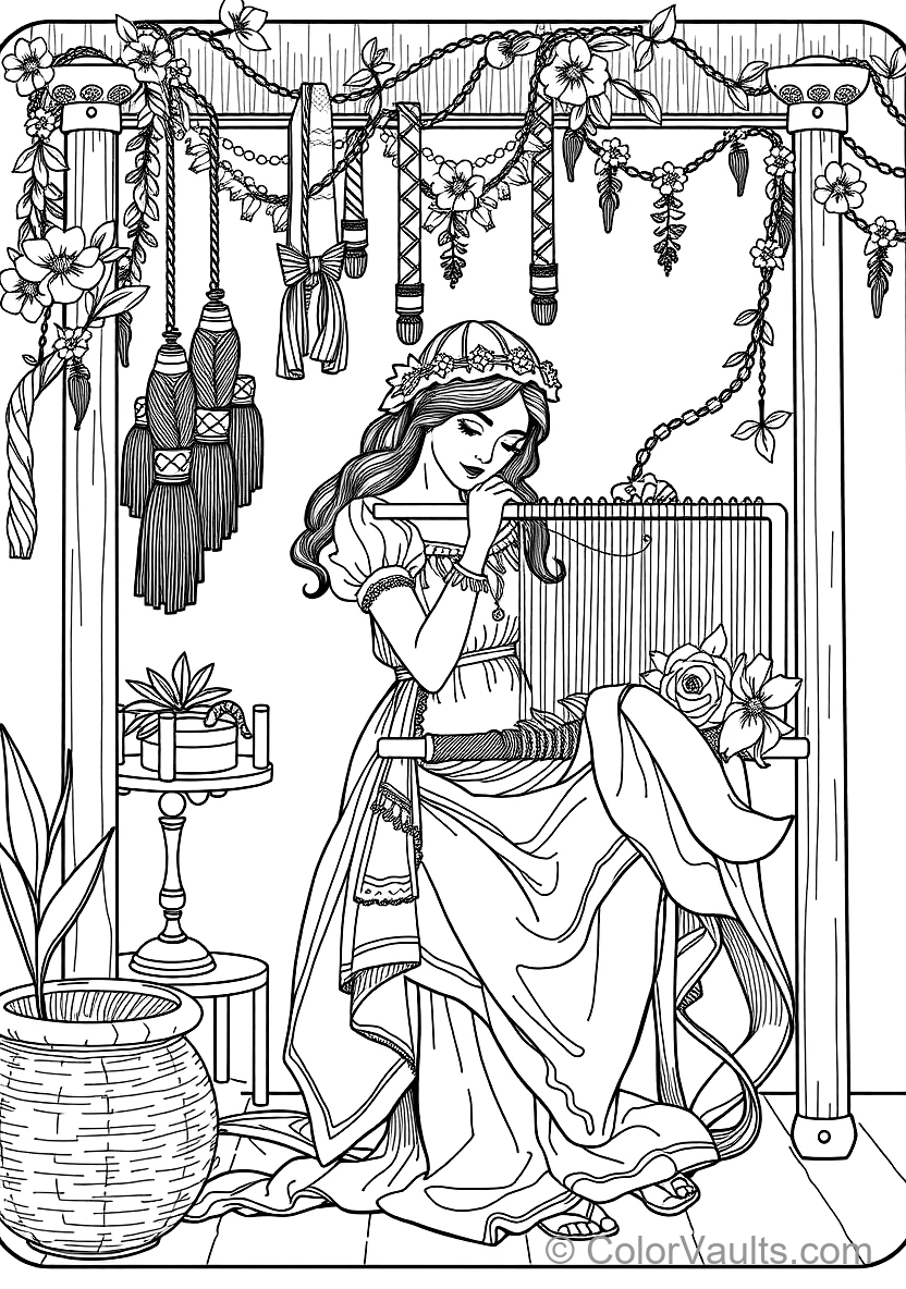 Art Nouveau Maiden in Embroidered Classical Robes (6)