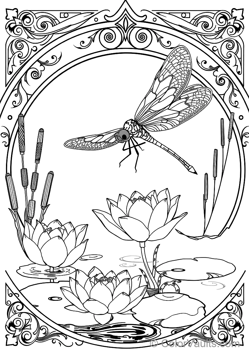 Art Nouveau Decorative Border with Swirling Vines (6)
