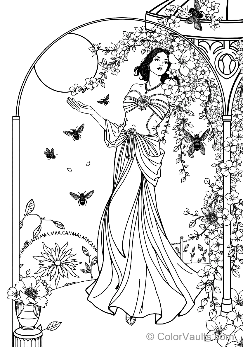 Art Nouveau Elegance: Woman with Ornate Lily Crown (7)