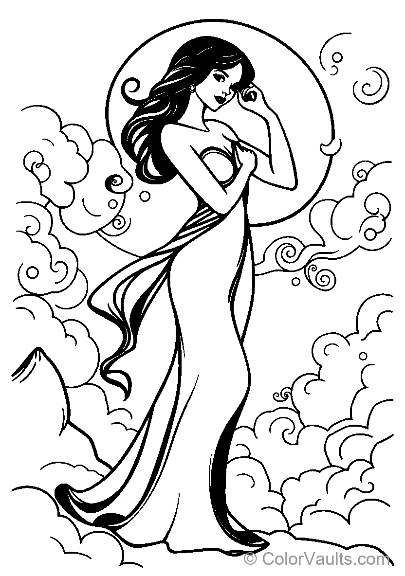 Elegant Woman Among Clouds
