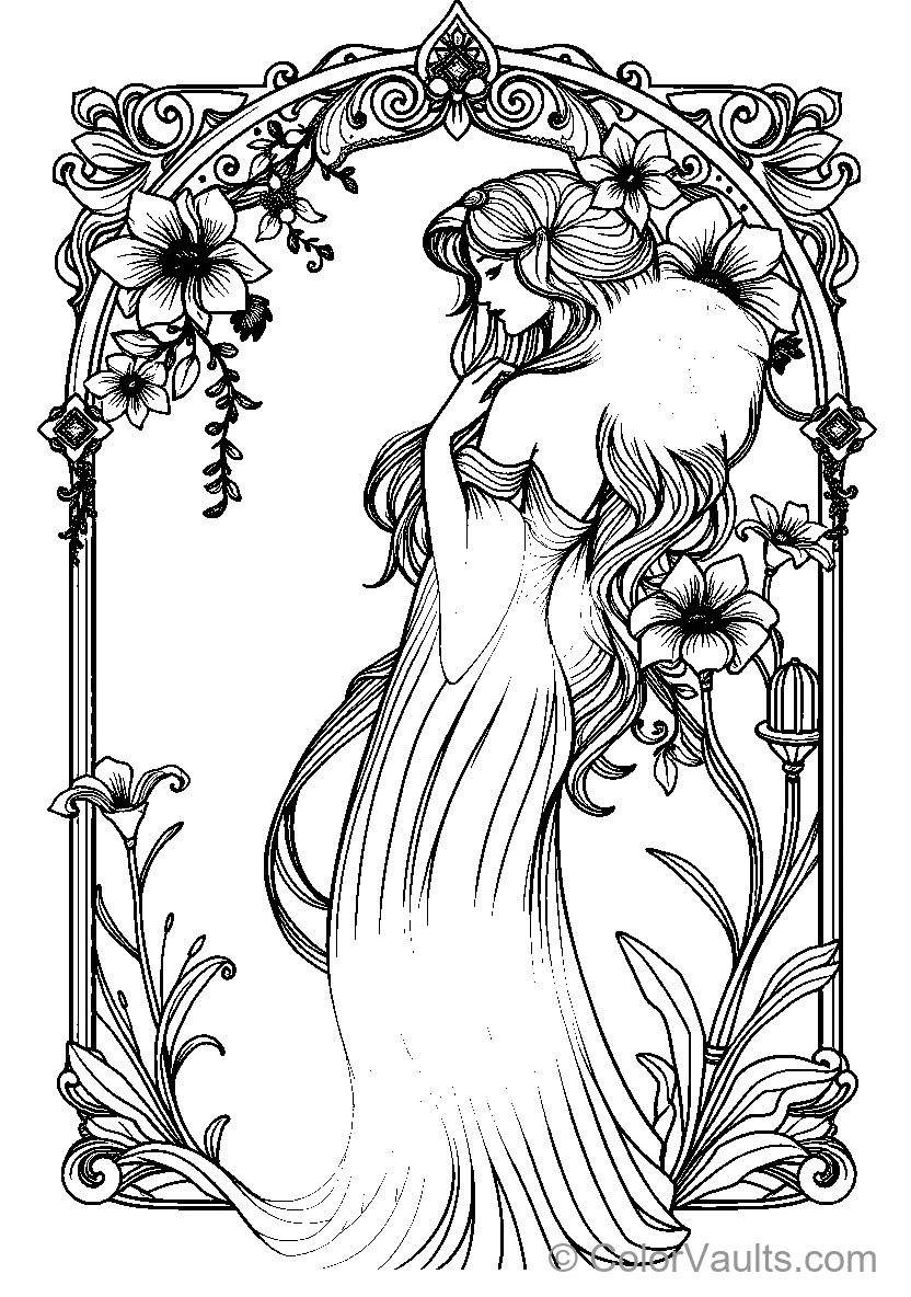 Elegant Woman Among Flowers