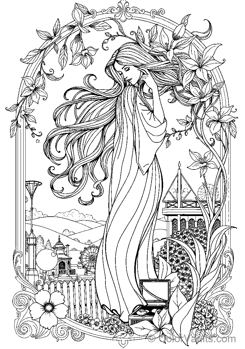 Elegant Woman Amongst Flowers
