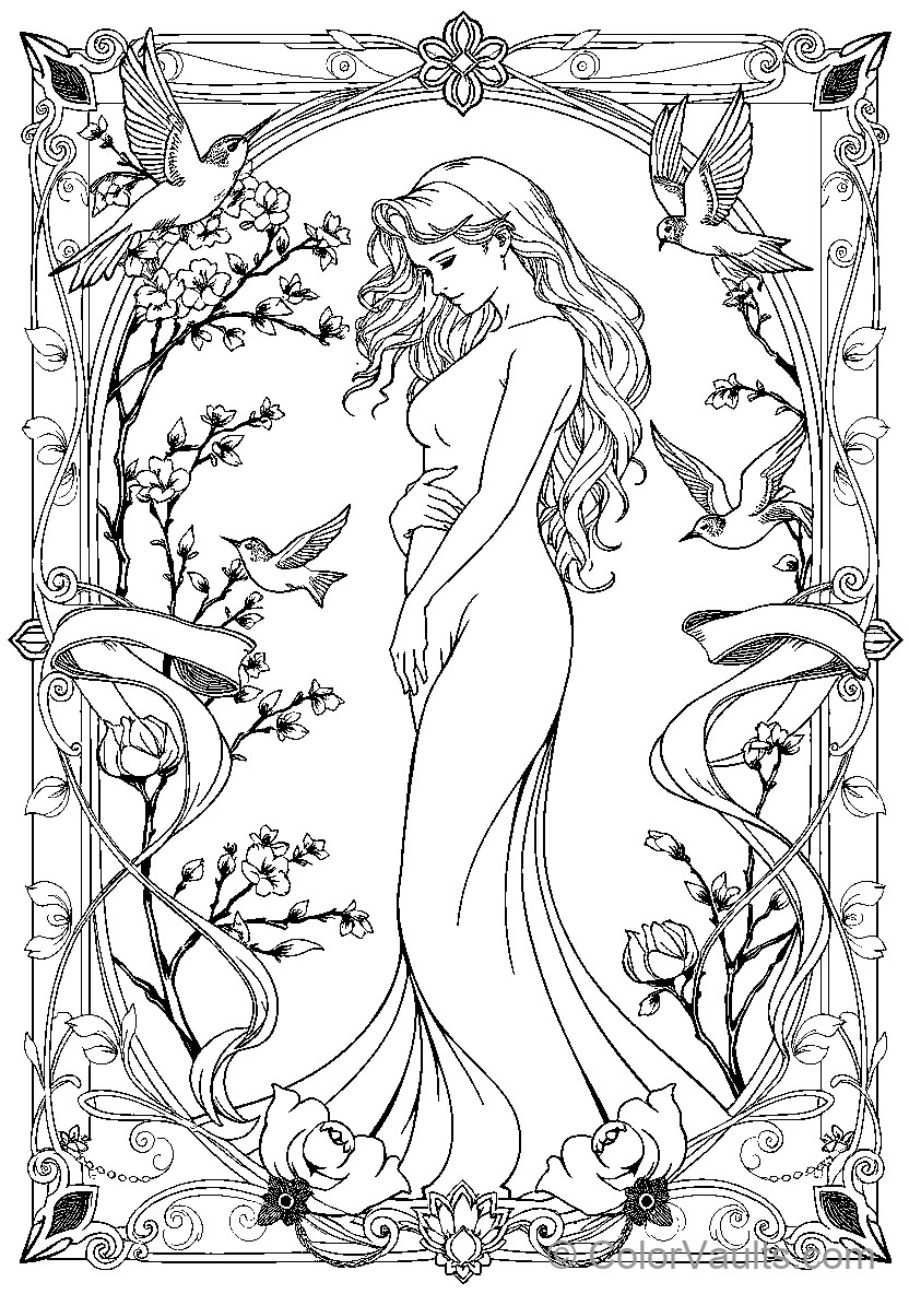 Elegant Woman Amongst Nature (Scene 2)