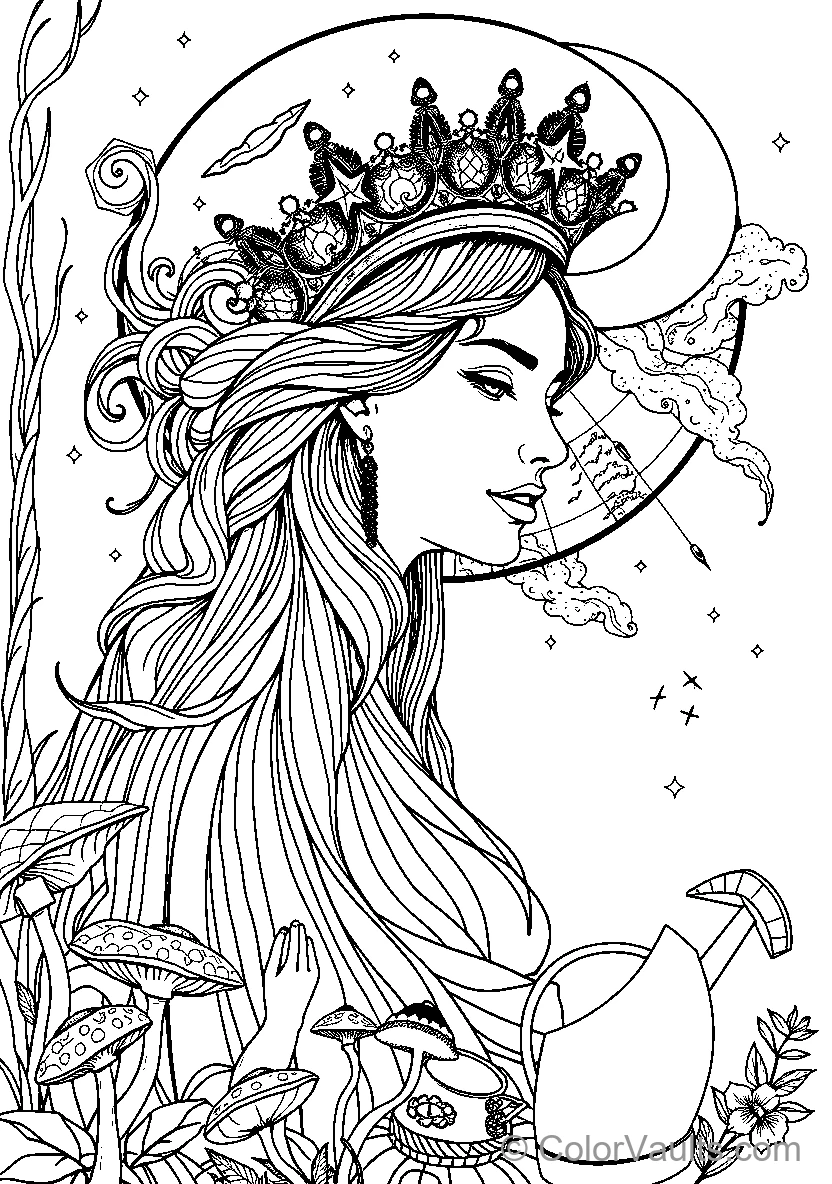 Mystical Woman Amongst Mushrooms