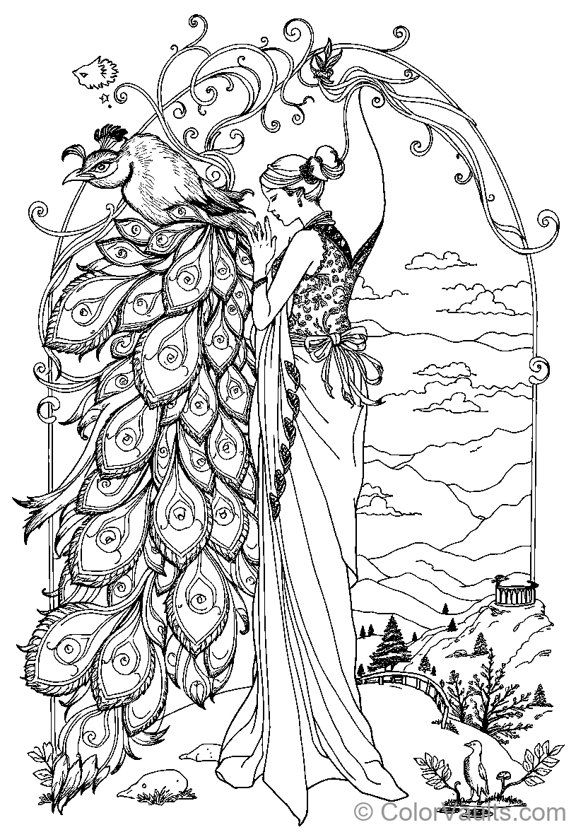 Peacock Woman In Nature