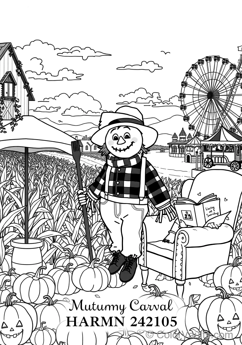 Friendly Scarecrow Standing in Autumn Cornfield (4)