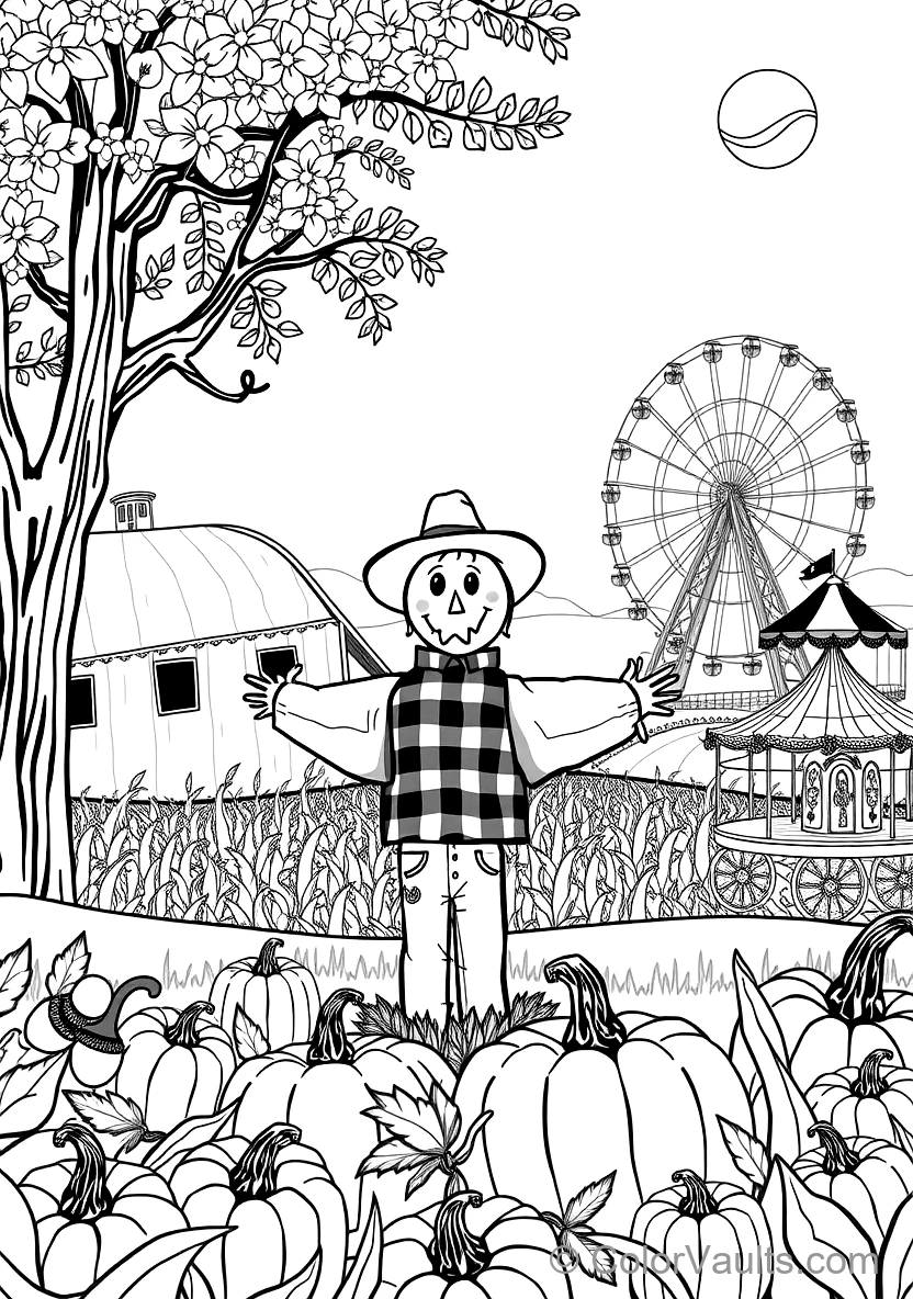 Friendly Scarecrow Standing in Autumn Cornfield (5)