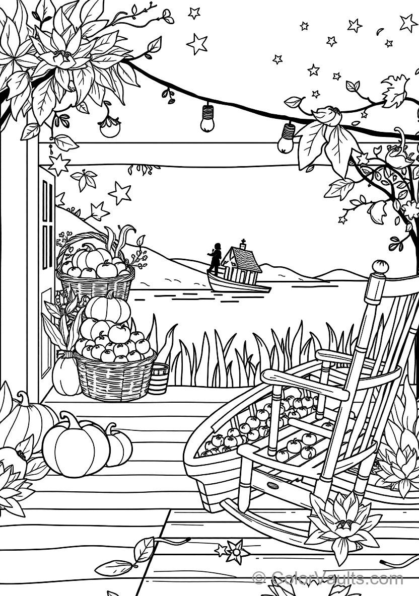 Cozy Autumn Porch Decorated avec Pumpkins et Mums (5)