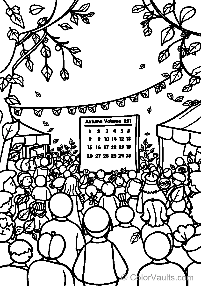 Autumn Harvest & Pumpkins coloring page 3