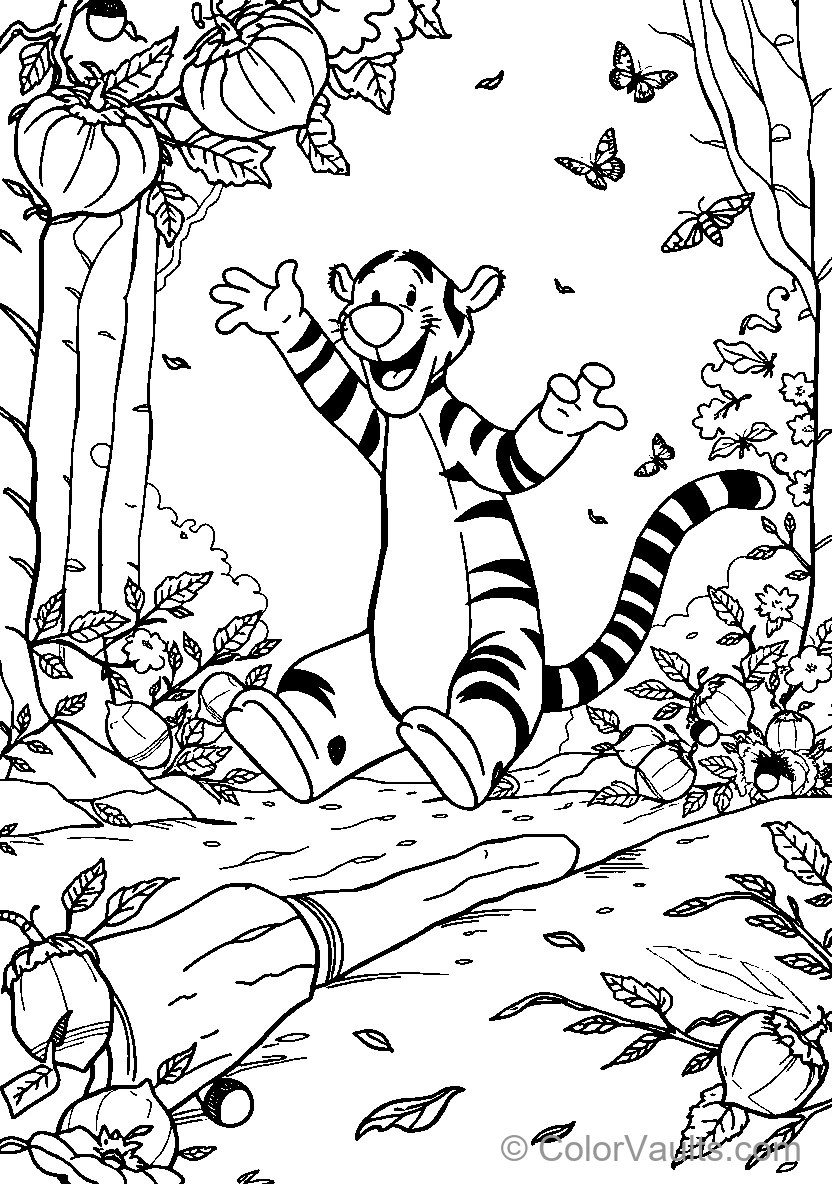 Tigger Jumping In Autumn Forest