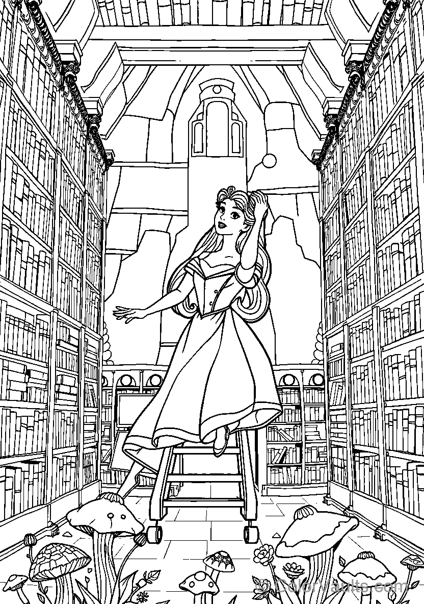 Belle Dances Through A Magischer Library