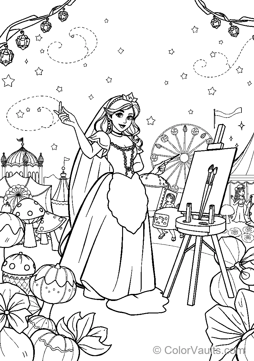 Belle Paints At An Amusement Park