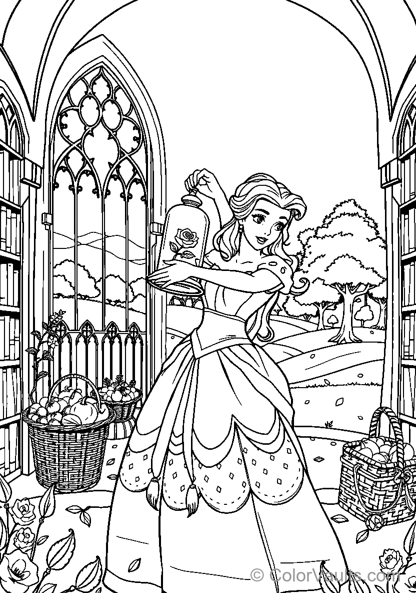 Belle Reading In An Old Library