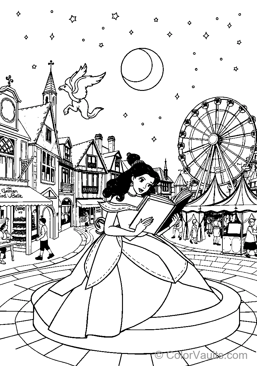 Belle Reads At An Amusement Park