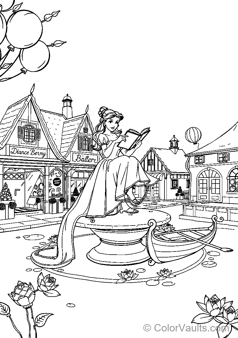 Belle Reads At The Fountain