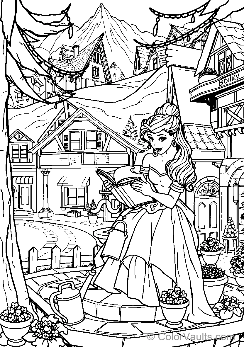 Belle Reads In An Enchanted Village (Scene 3)
