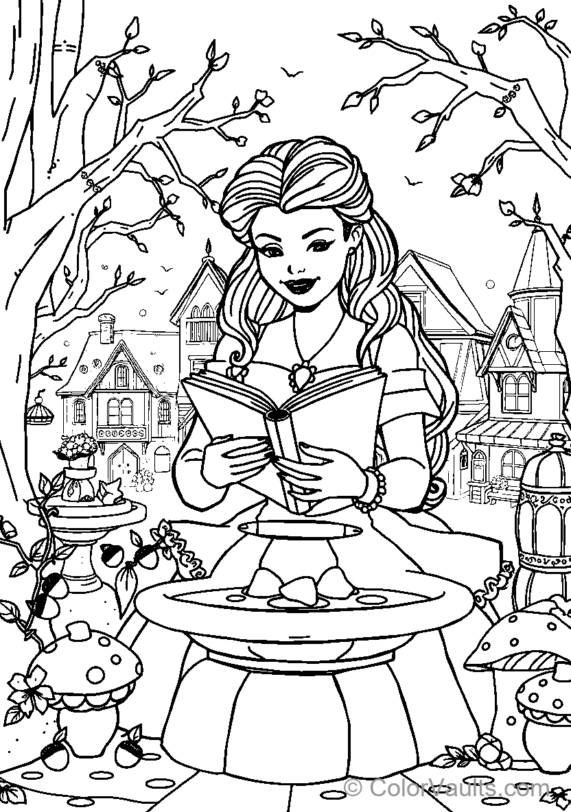 Belle Reads In An Enchanted Village (Scene 5)