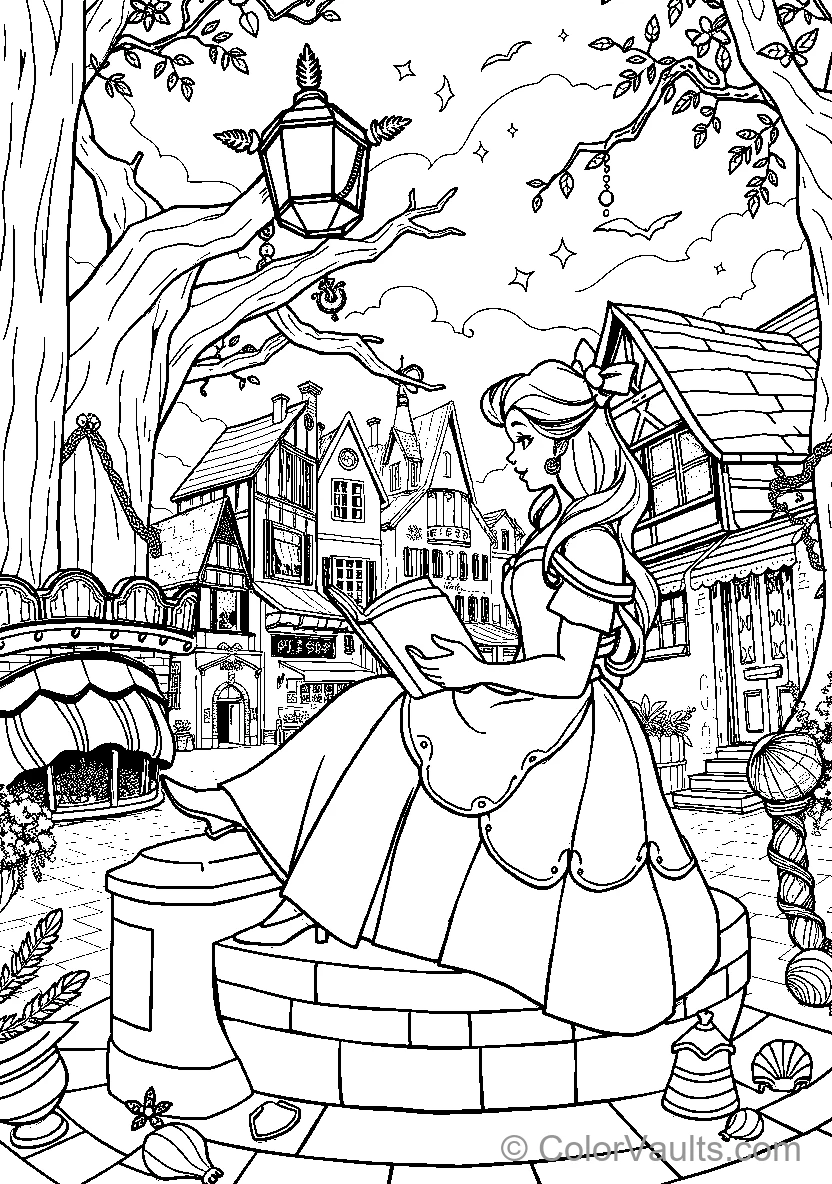 Belle Reads In An Enchanted Village (Scene 7)