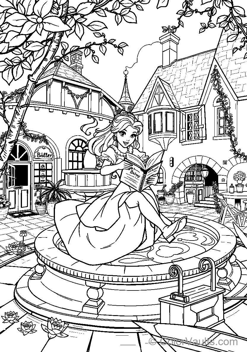 Belle Reads In An Enchanted Village (Scene 9)