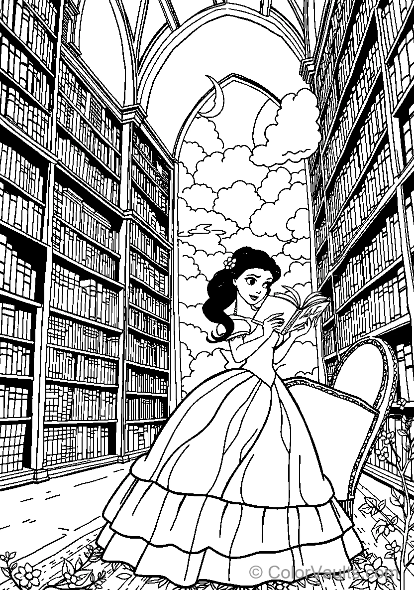 Belle Reads In The Library