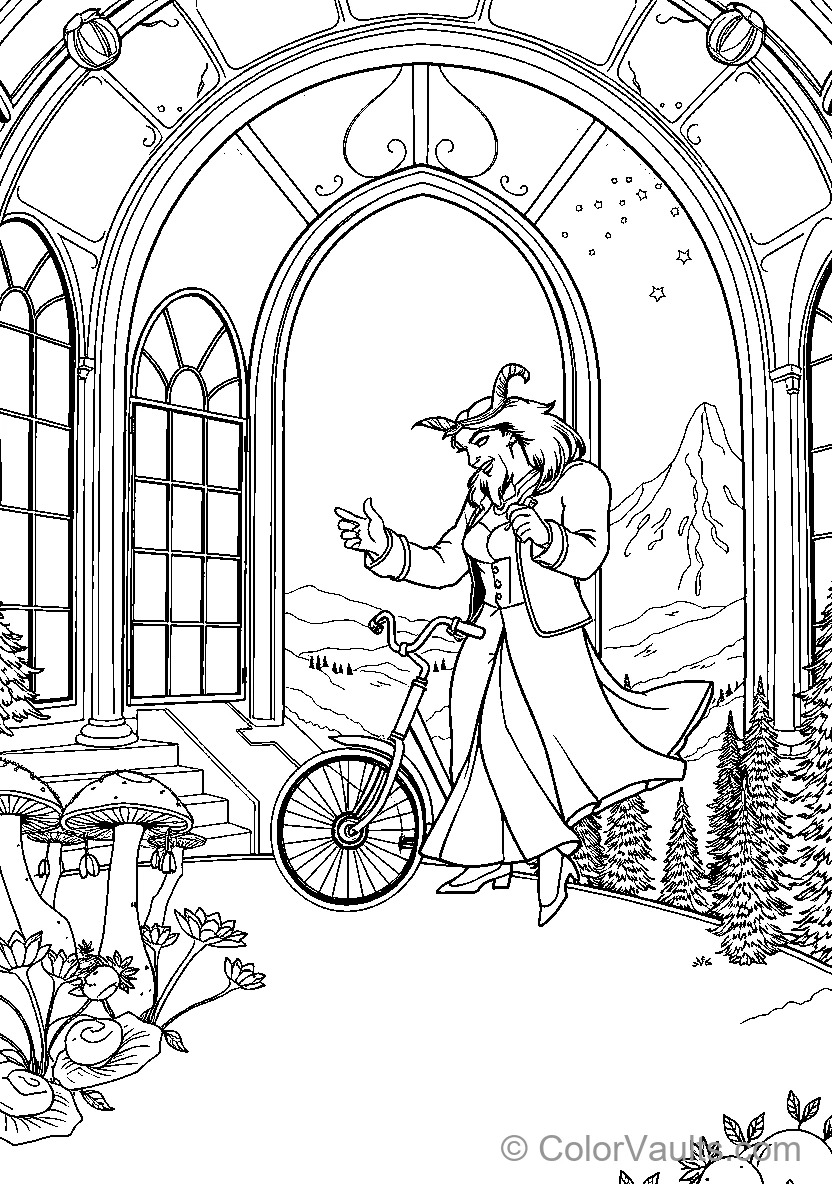 Belle Rides Her Bike In An Enchanted Castle
