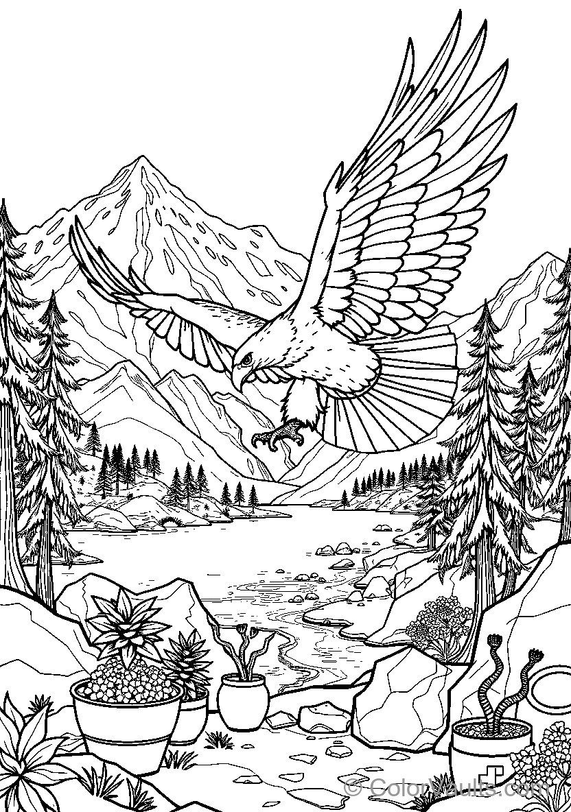 Eagle Flight Over Nature