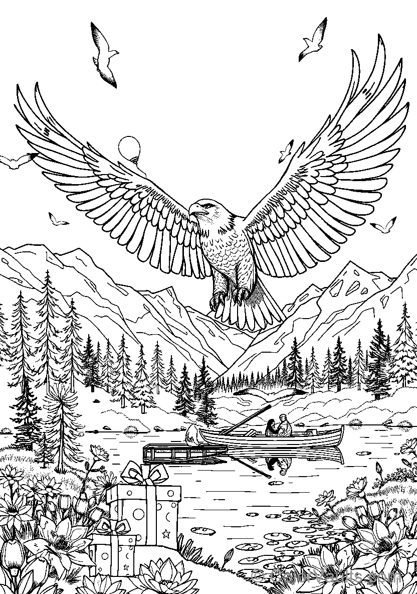 Eagle Over Lake