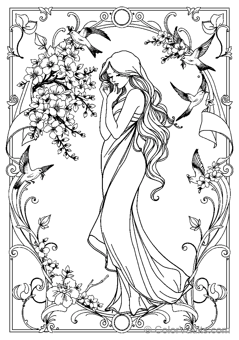 Elegant Woman With Bird