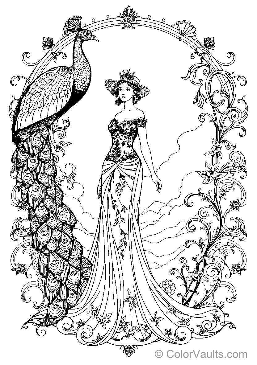 Elegant Woman With Peacock (Scene 3)