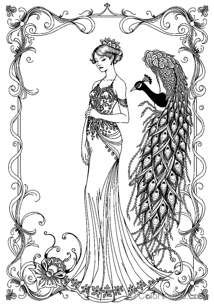 Elegant Woman With Peacock (Scene 7)