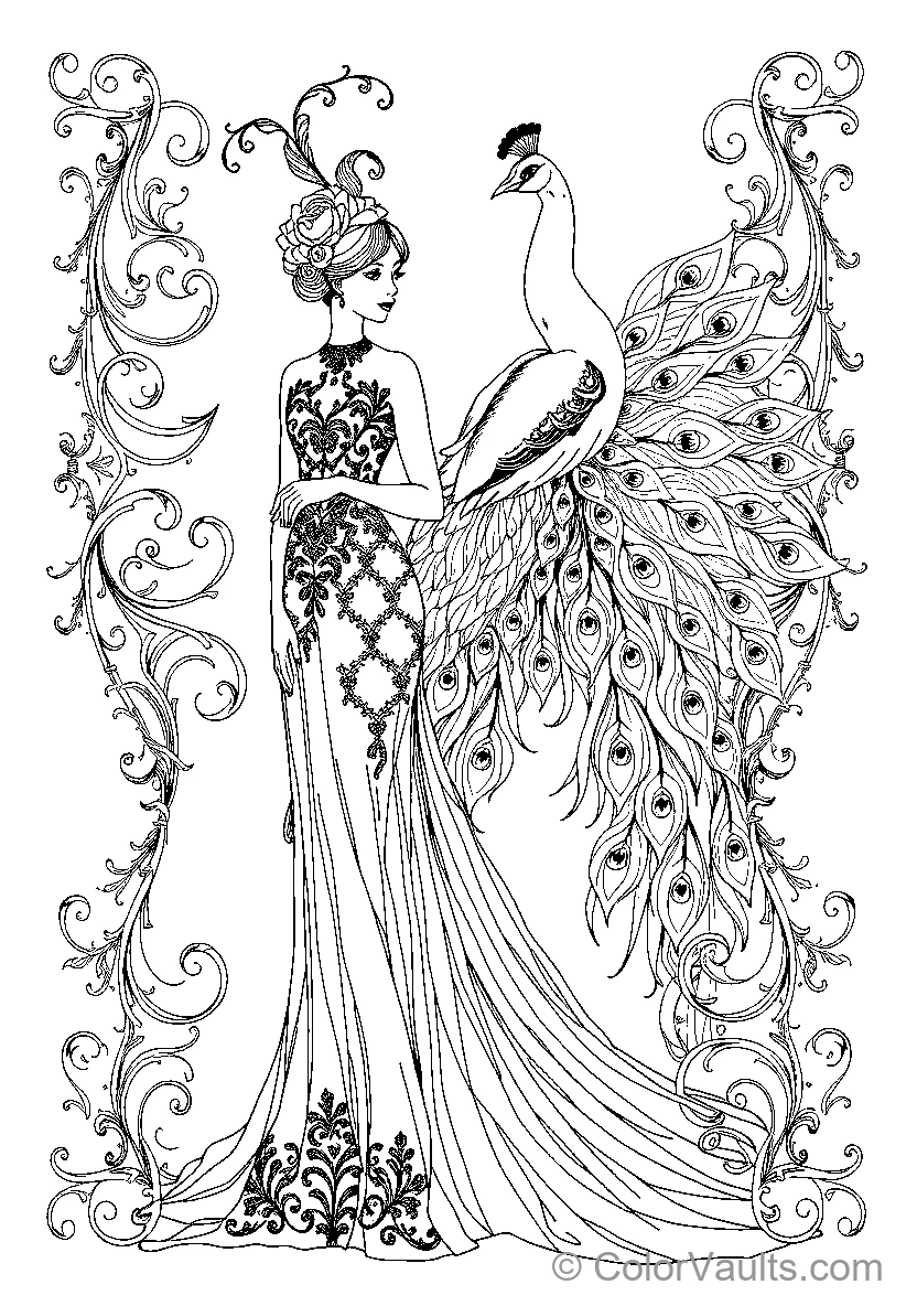 Elegant Woman With Peacock (Scene 9)