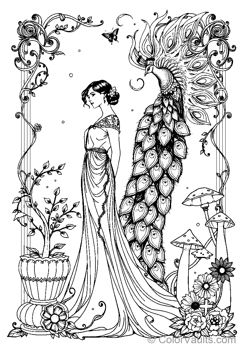 Elegant Woman With Peacock (Scene 11)