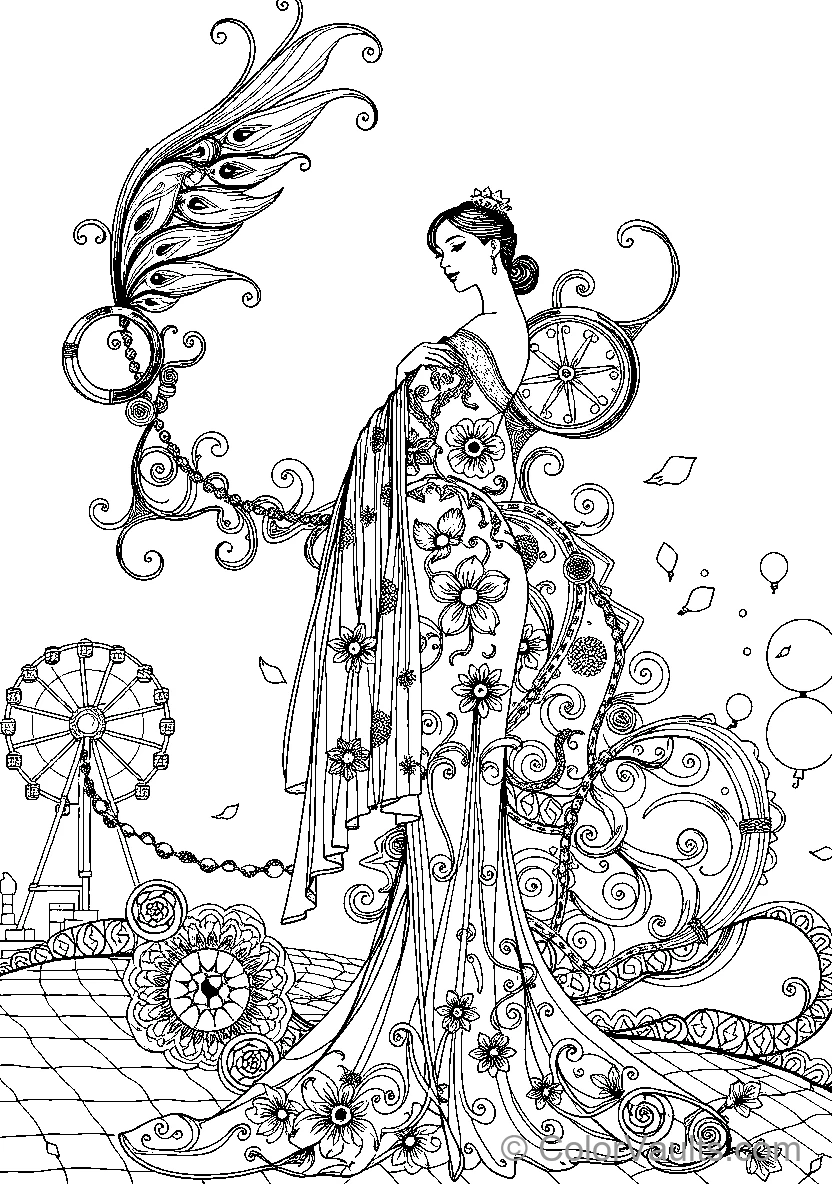 Elegant Woman With Peacock Feather