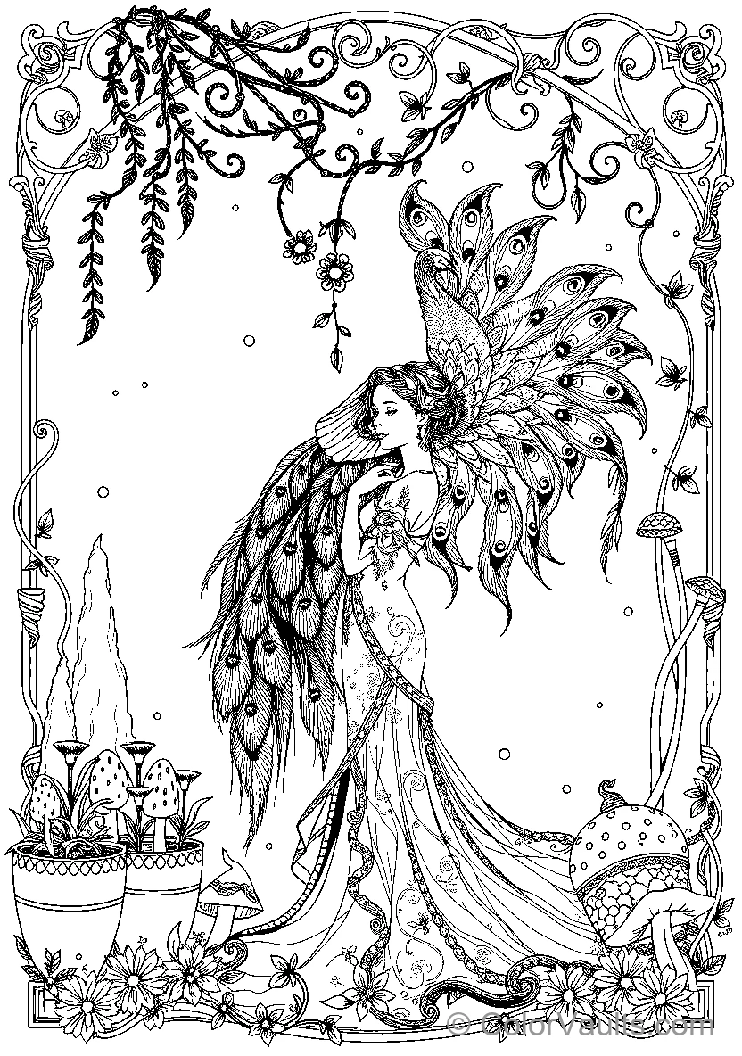 Fairy With Peacock Feathers
