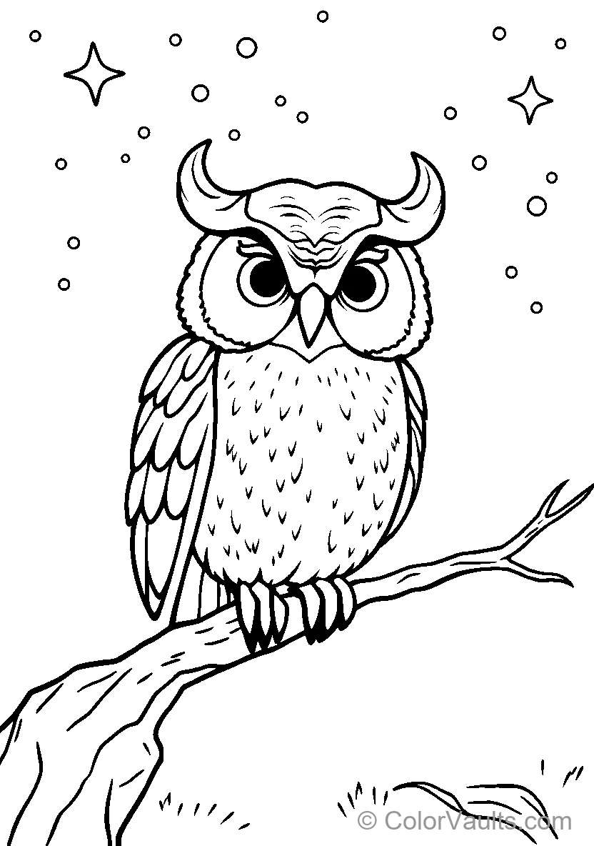 Horned Owl On Branch (Scene 3)
