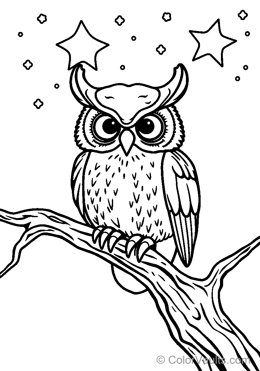 Horned Owl On A Branch