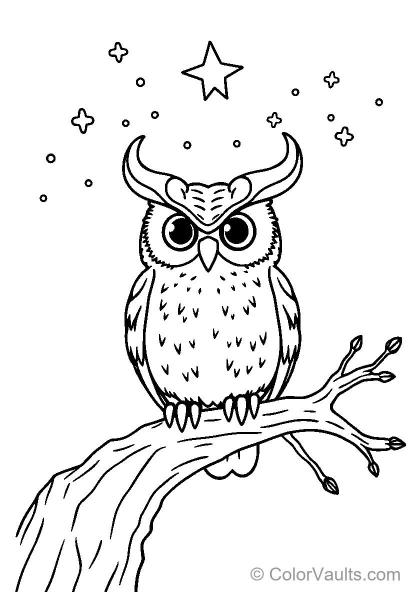 Horned Owl On A Branch (Scene 3)