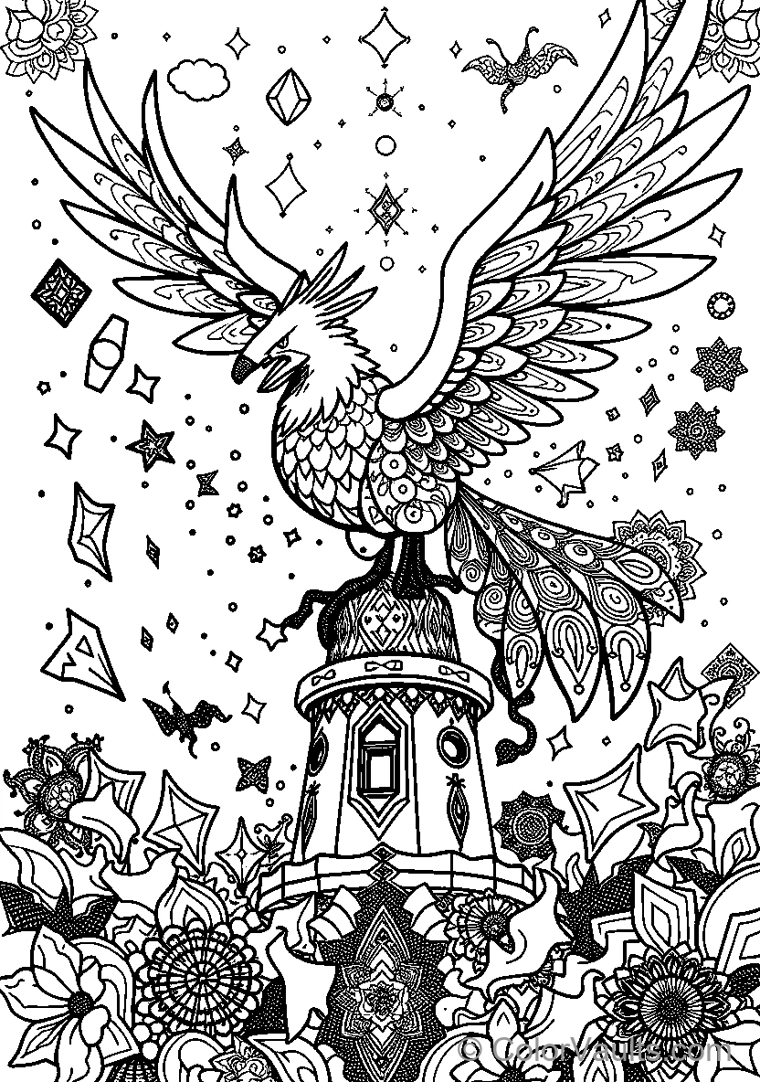 Mandala Bird In Fantasy Setting