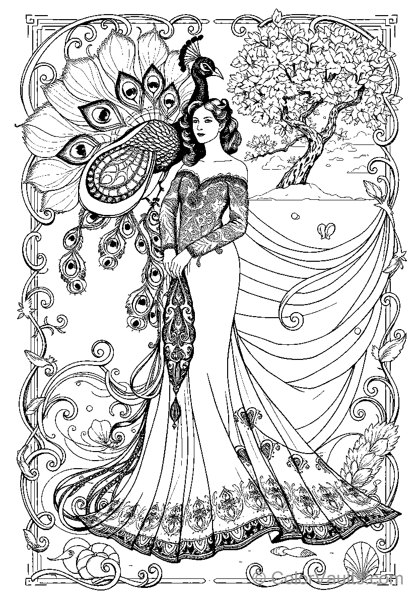 Ornate Woman With Peacock